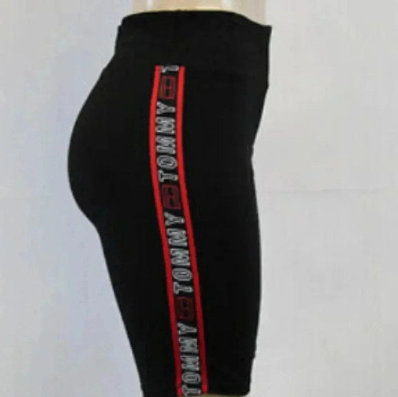 Tommy Hilfiger Black Red Women High Waist Biker Shorts - Picture 3 of 3